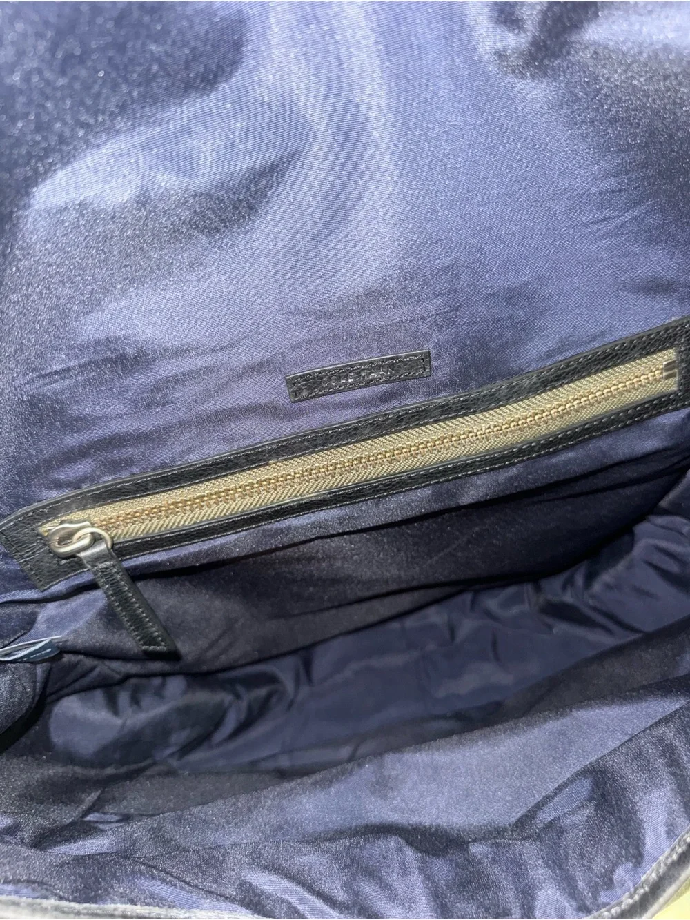 Cole Haan Olive Green Canvas Messenger Bag with Black Leather Detailing